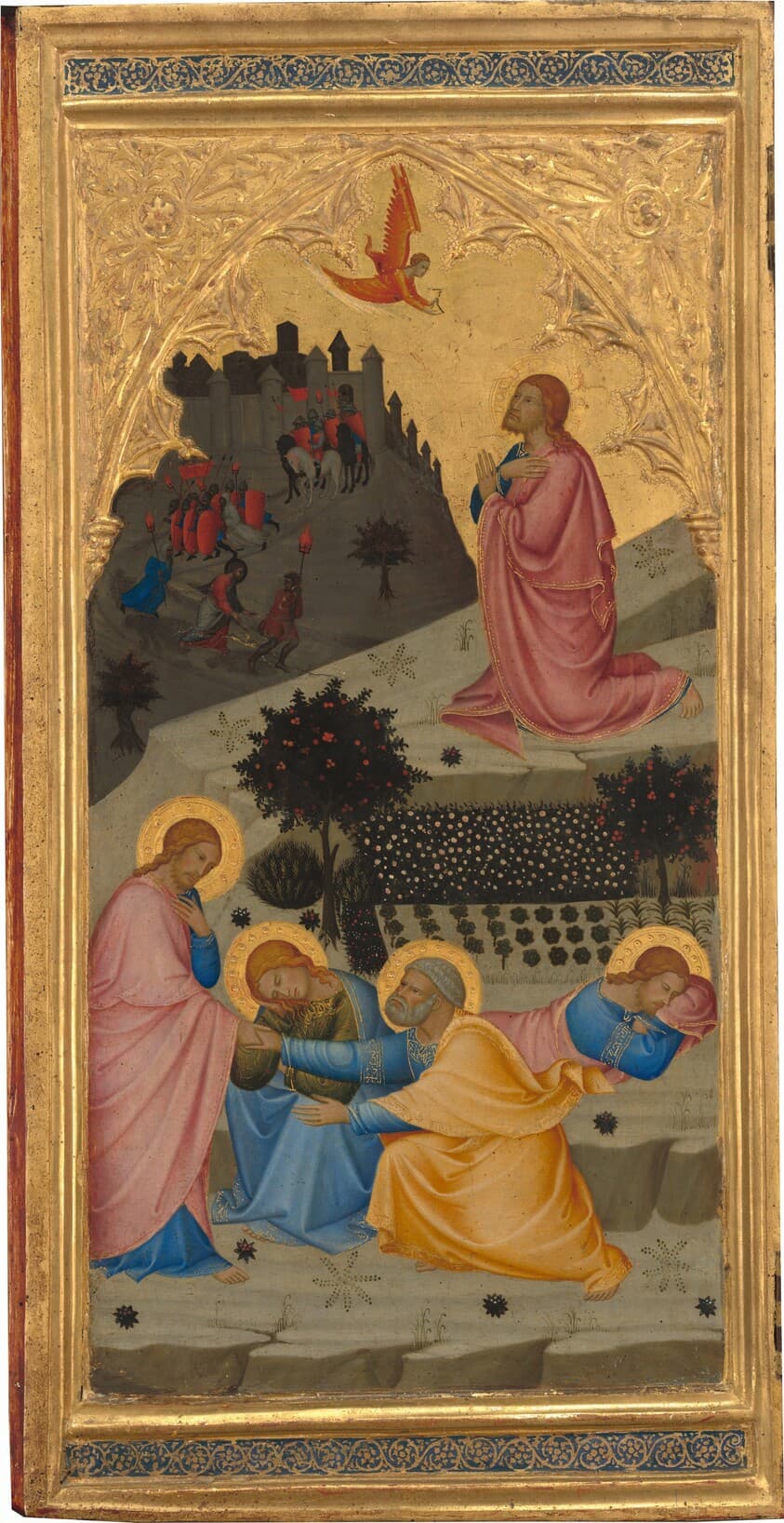 Scenes from the Passion of Christ: The  Agony in the Garden [left panel] — Andrea Vanni