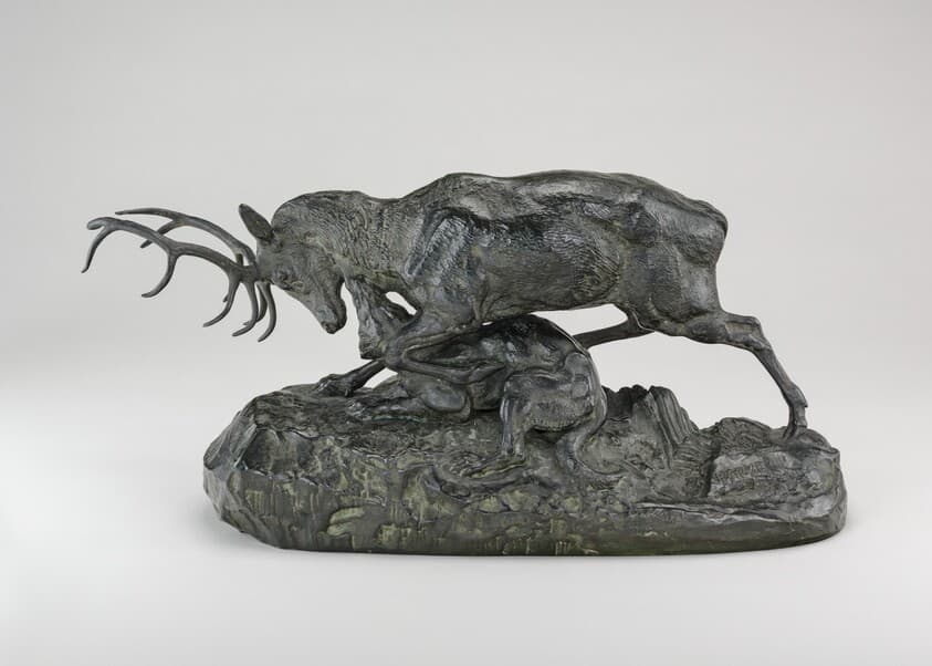 Wolf Seizing a Stag by the Throat — Antoine-Louis Barye