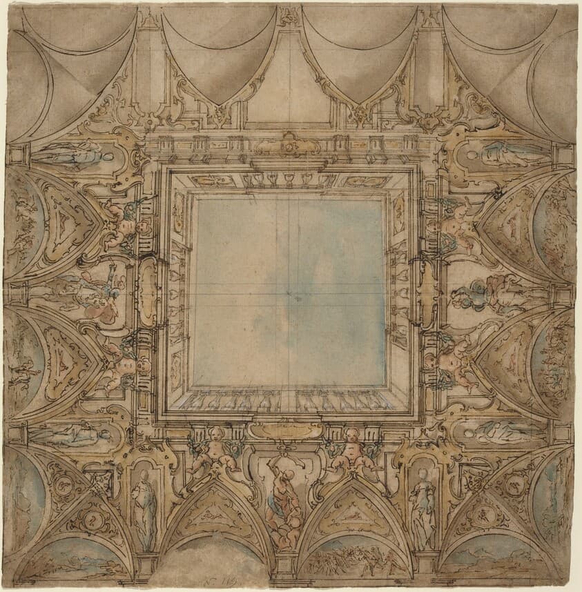 A Ceiling Decoration with Landscapes and Battles — Lazzaro Tavarone