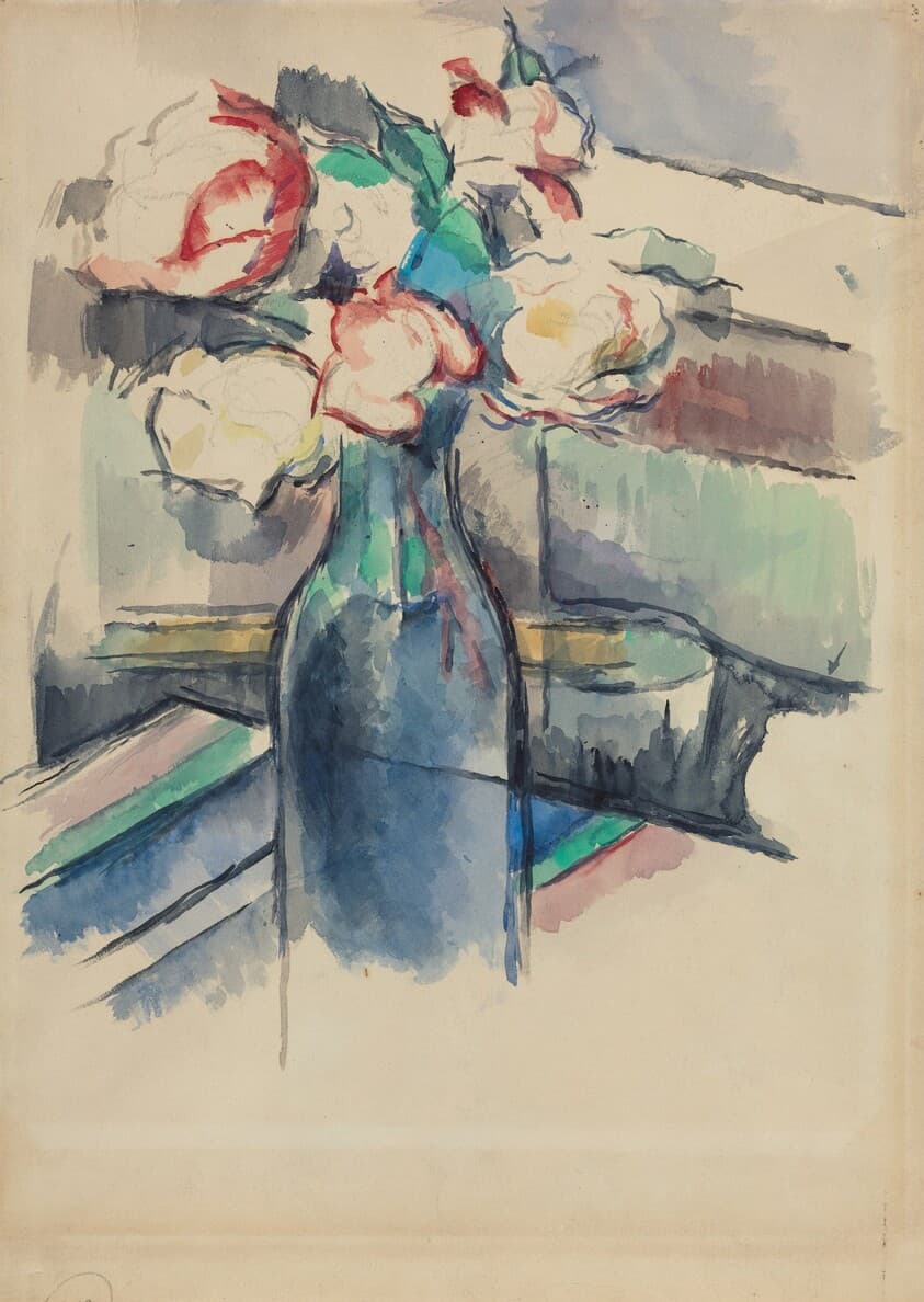 Roses in a Bottle [recto] — Paul Cezanne