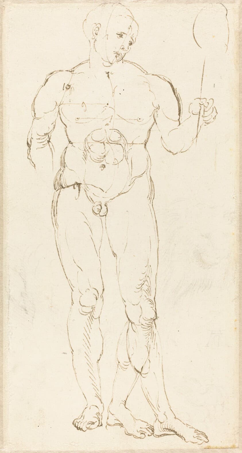 Male Nude Holding a Mirror [recto] — Albrecht Dürer