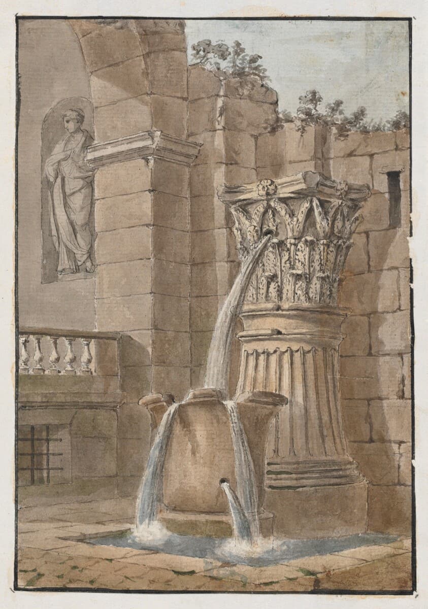 Fountain in a Courtyard — Charles Louis Clérisseau