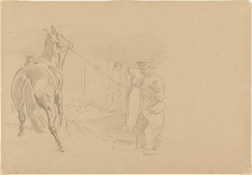 Man Pulling a Horse into a Stall — John Singer Sargent