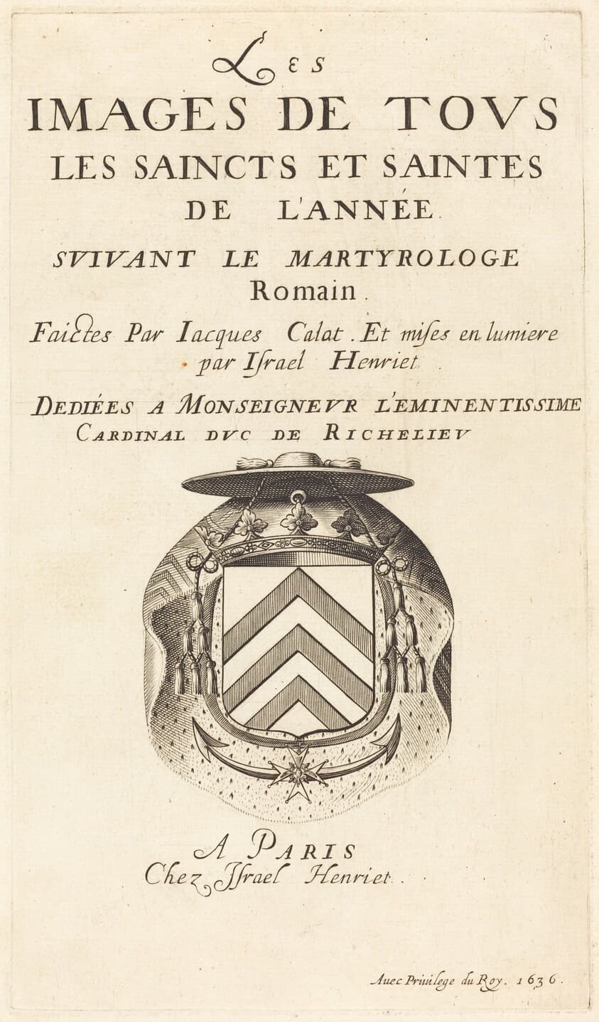Title Page for Callot's "The Calendar of Saints" — Attributed to Abraham Bosse
