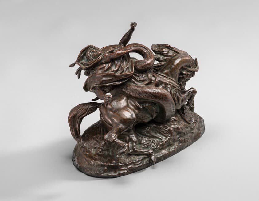 North African Horseman Surprised by a Serpent — Antoine-Louis Barye