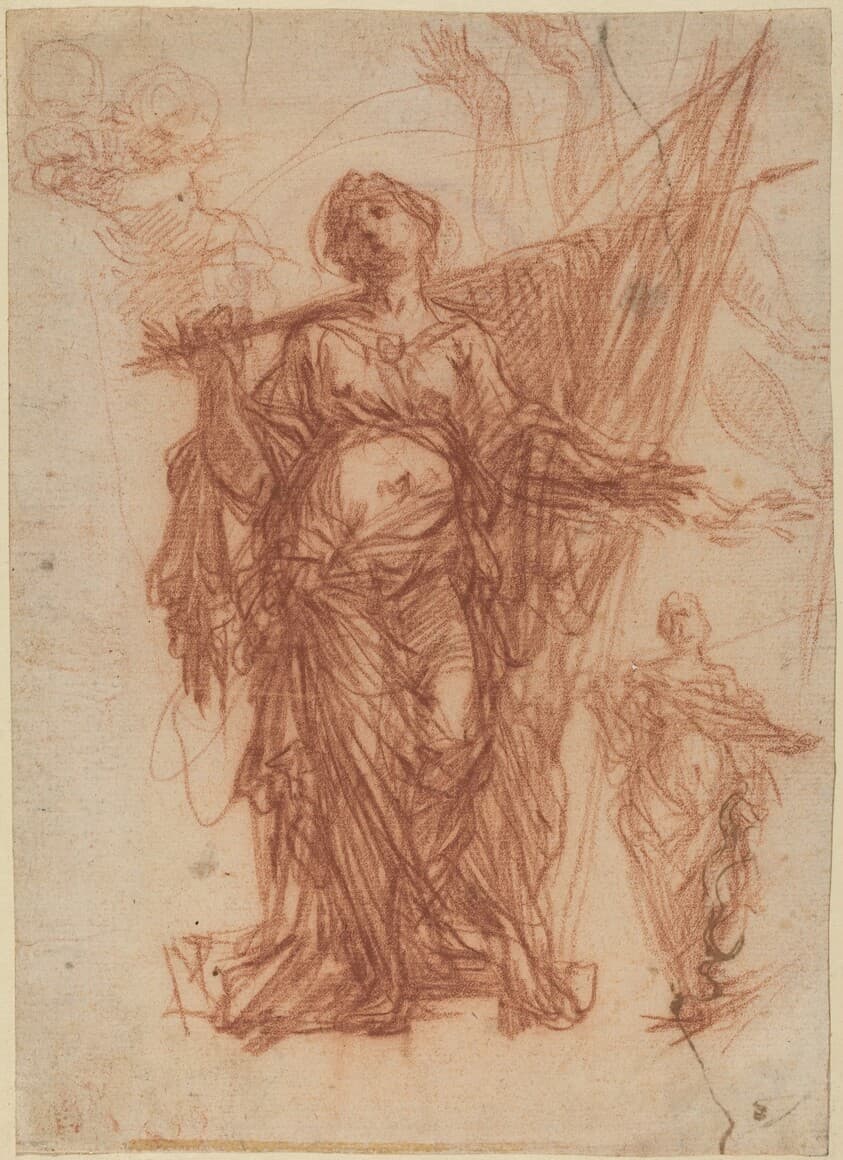 Female Saint Carrying a Banner [recto] — Baldassare Franceschini