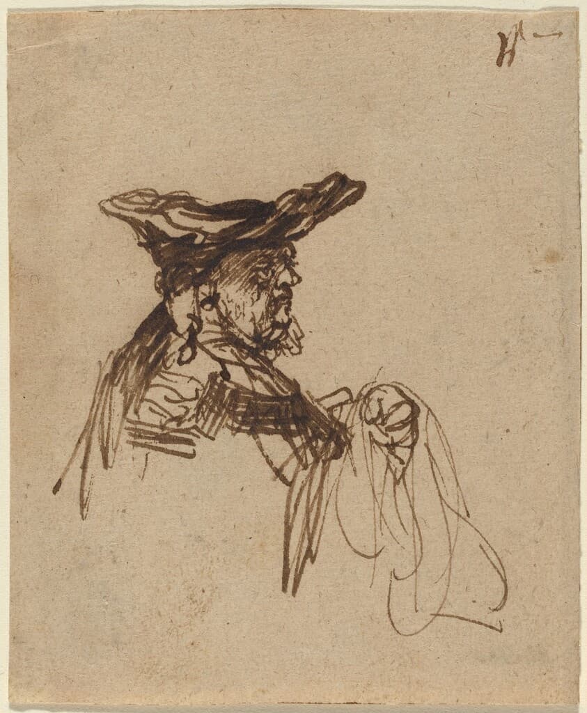 Bust of an Elderly Man in a Flat Cap — Rembrandt van Rijn