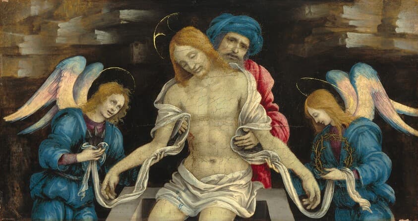 Pietà (The Dead Christ Mourned by Nicodemus and Two Angels) — Filippino Lippi
