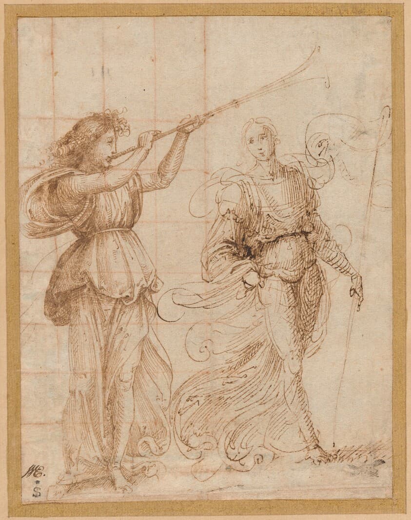 One Angel Blowing a Trumpet, and Another Holding a Standard — Fra Bartolommeo