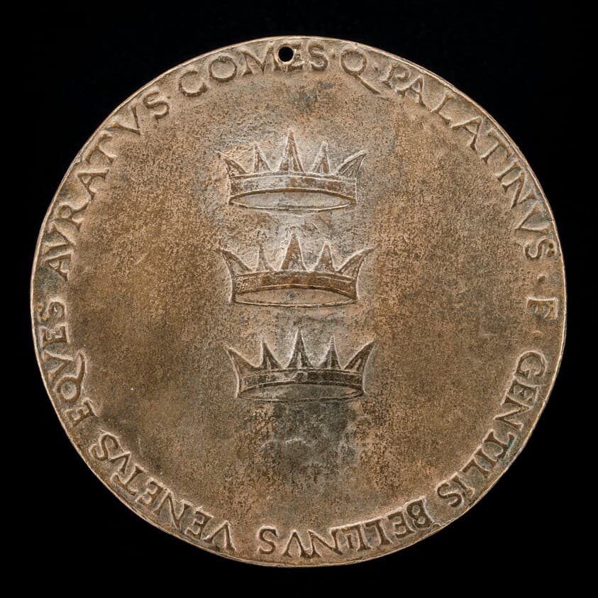 Three Crowns: Constantinople, Iconium, and Trebizond [reverse] — Gentile Bellini