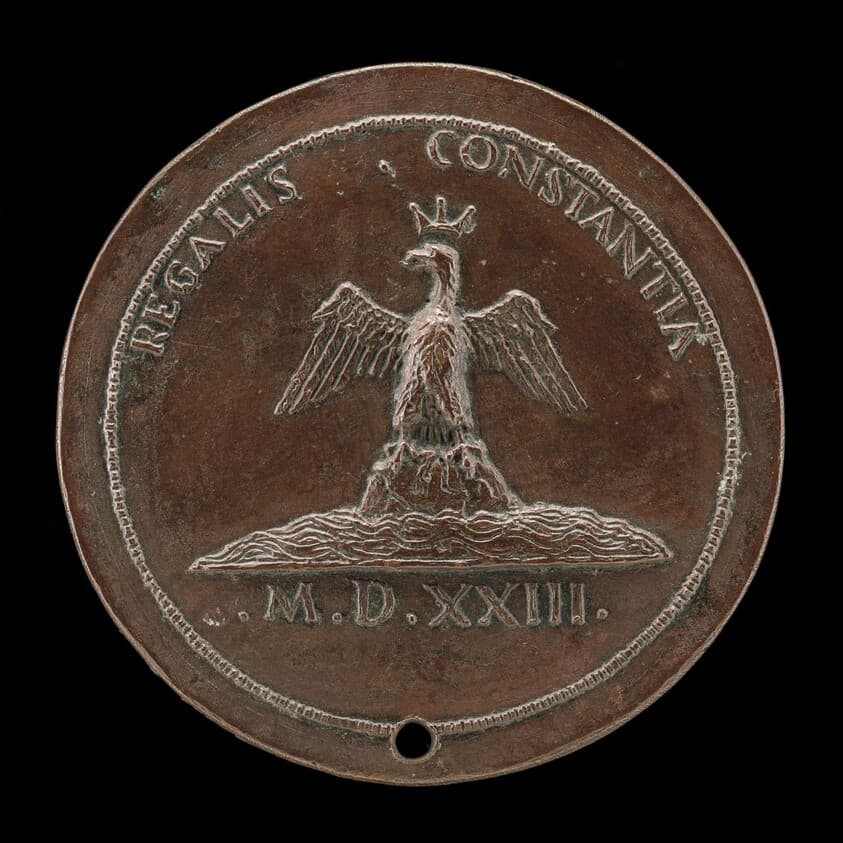 Crowned Eagle on a Mound Amid Waters [reverse] — Maffeo Olivieri