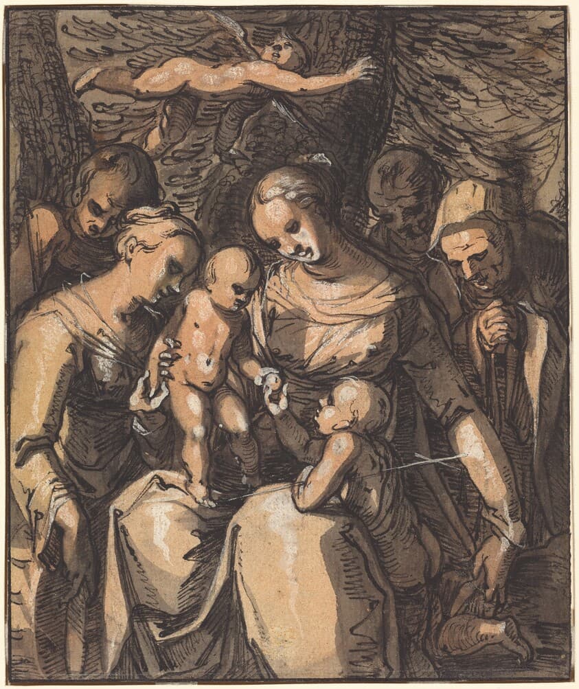 The Holy Family with Saints [recto] — Hermann Weyer
