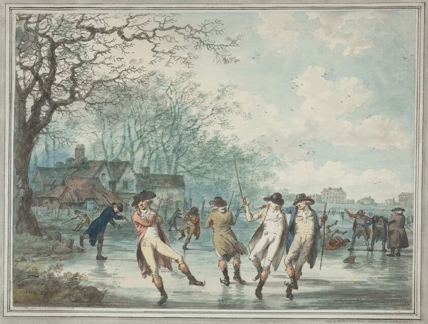 Skaters on the Serpentine in Hyde Park — Julius Caesar Ibbetson