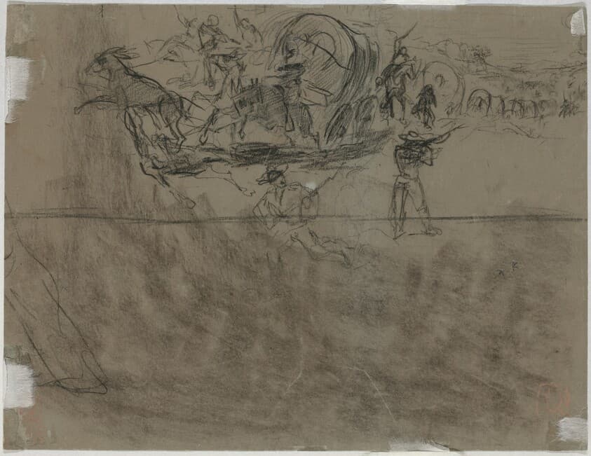 Skirmish Involving a Wagon Train [verso] — Winslow Homer