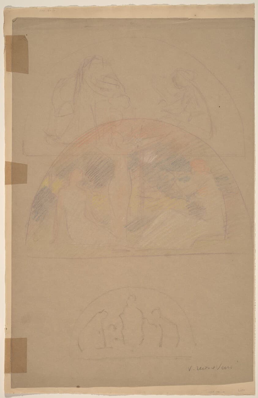 Studies for a Lunette [recto] — Charles Sprague Pearce