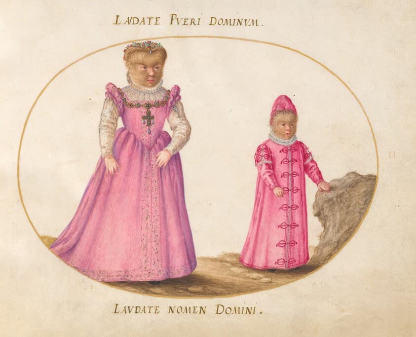 Plate 2: Maddalena and Enrico, the Children of Pedro González (Petrus Gonsalvus) — Joris Hoefnagel