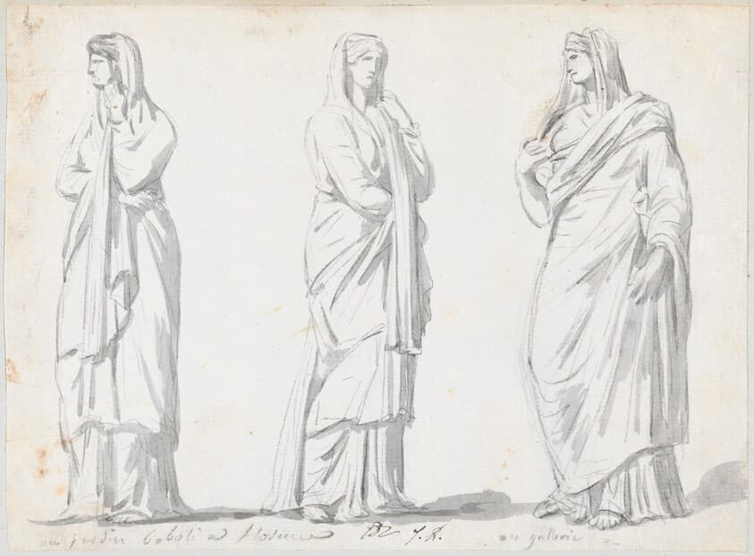 Three Draped Women from the Boboli Gardens and the Uffizi — Jacques-Louis David