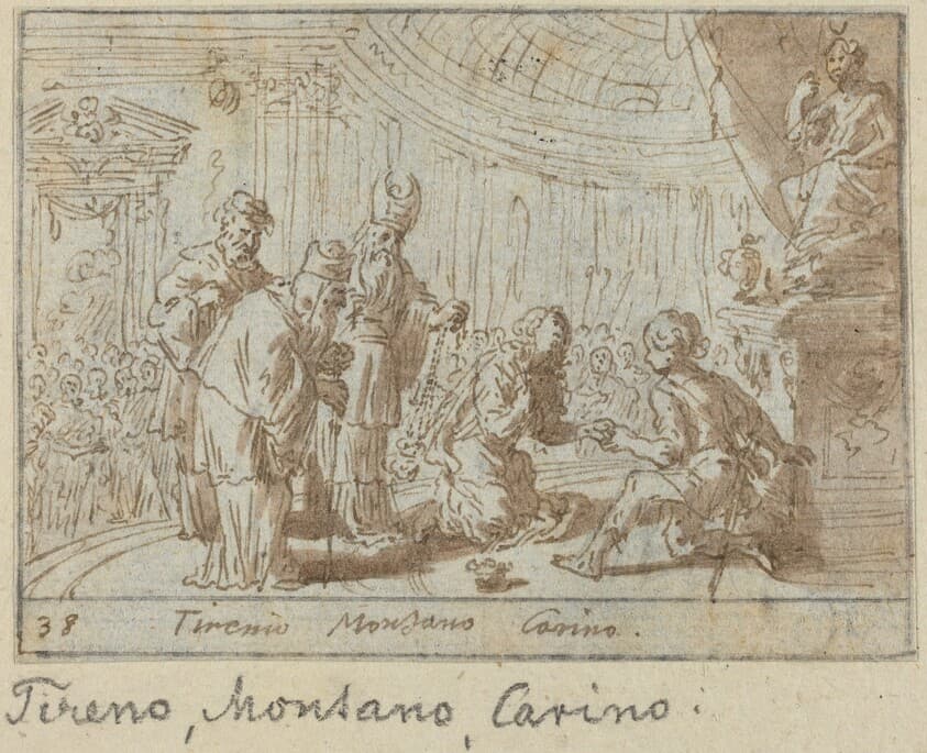 Tirenio, Montano and Carino — Johann Wilhelm Baur