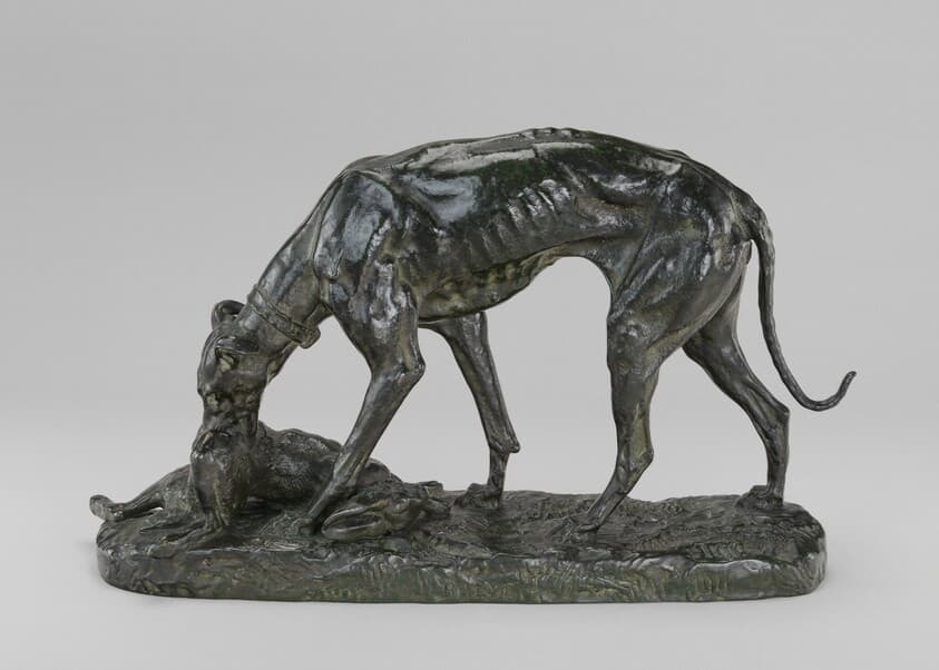 Greyhound Retrieving a Hare — Antoine-Louis Barye