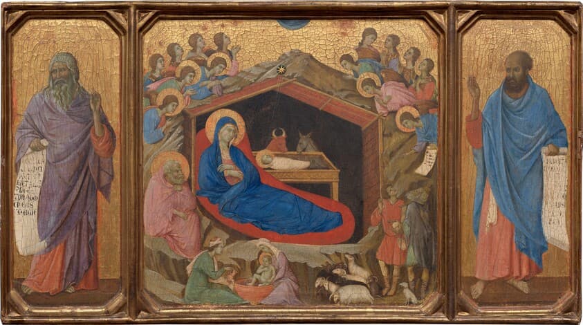 The Nativity with the Prophets Isaiah and Ezekiel — Duccio di Buoninsegna