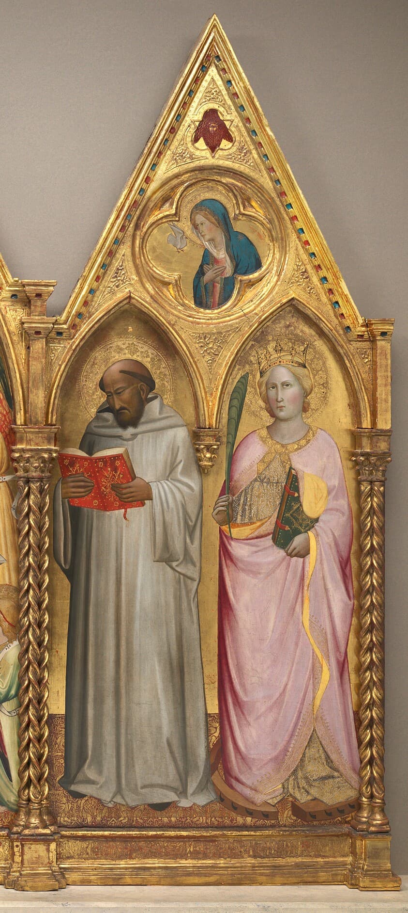Saint Bernard and Saint Catherine of Alexandria with the Virgin of the Annunciation [right panel] — Agnolo Gaddi