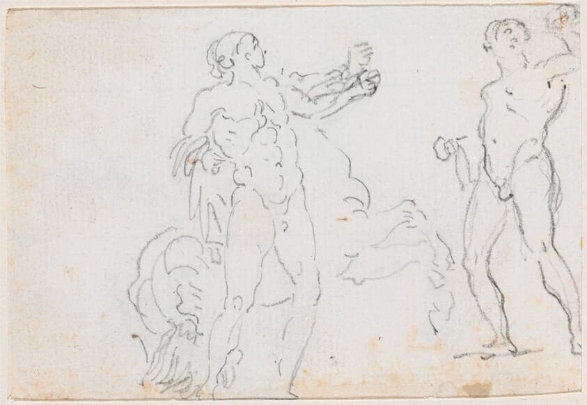 Two Studies of the Statue of Alexander and Bucephalus [verso] — Hubert Robert