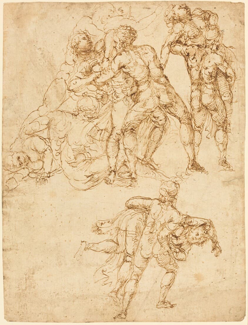 Studies for the Rape of the Sabine Women [verso] — Pirro Ligorio