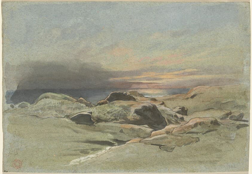 Sunset from a Rocky Coastline — Jean Achille Benouville