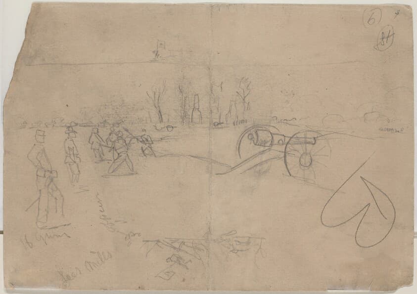 Soldiers and Cannon [verso] — Winslow Homer