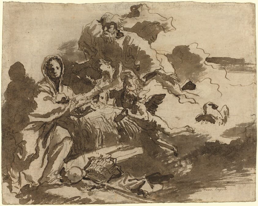 God the Father and Angels Adoring the Madonna and Child [recto] — Giovanni Domenico Tiepolo