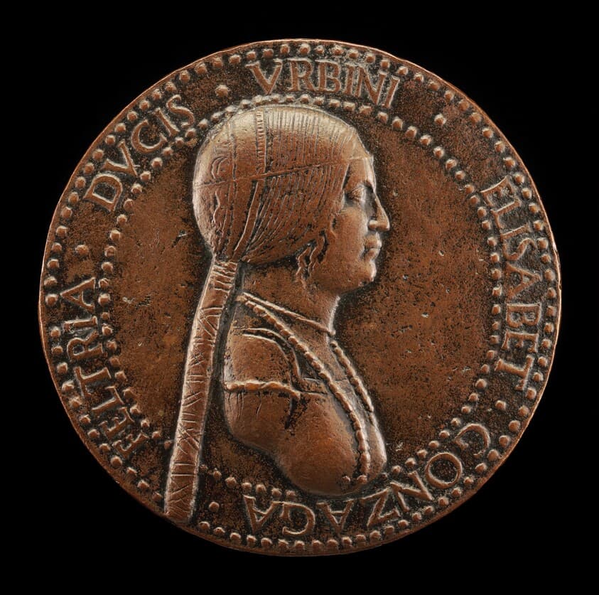 Elisabetta Gonzaga, died 1526, Duchess of Urbino, Wife of Guidobaldo I 1489 [obverse] — Adriano Fiorentino