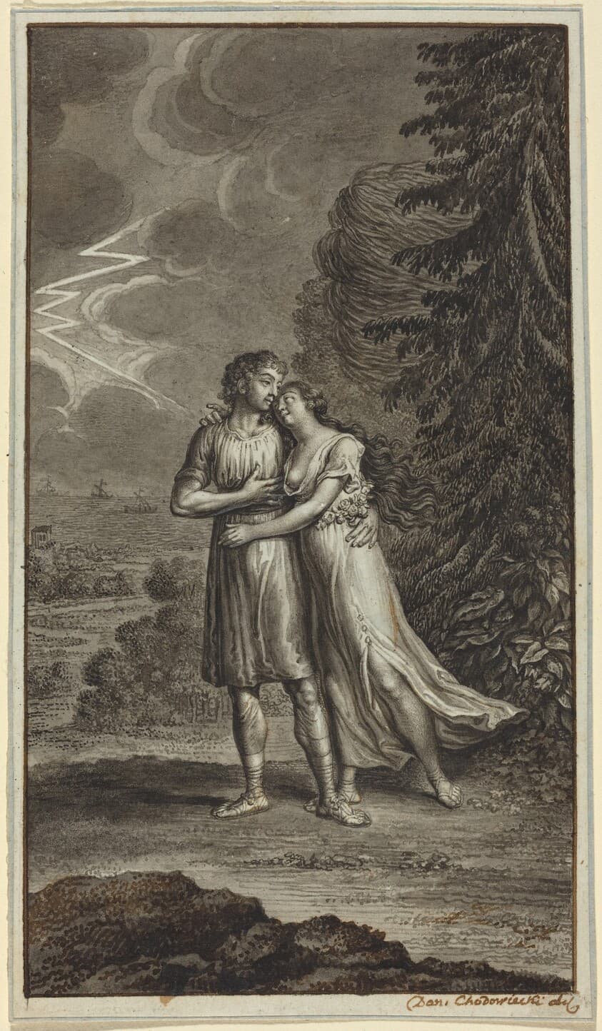 Lovers in a Thunderstorm — Daniel Nikolaus Chodowiecki