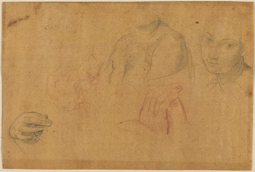 Sketches of Heads and Hands — Pompeo Batoni
