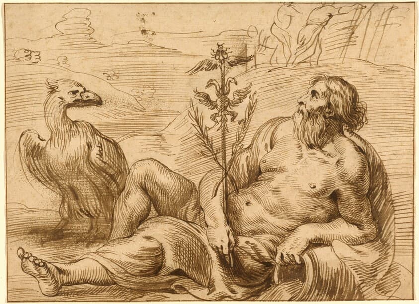 River God with an Eagle — Jan Lievens