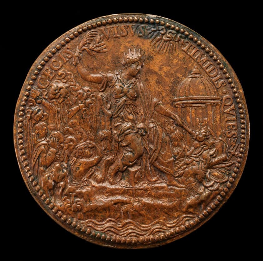 Mary Tudor as Peace, Setting Fire to Arms [reverse] — Jacopo Nizzola da Trezzo