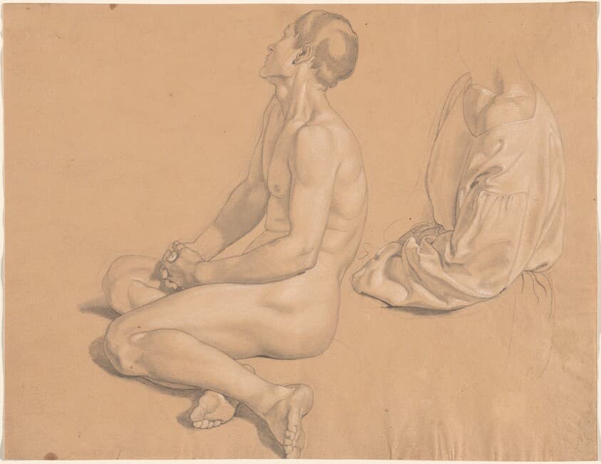 A Seated Man Nude and then Clothed — Gustav Heinrich Naeke