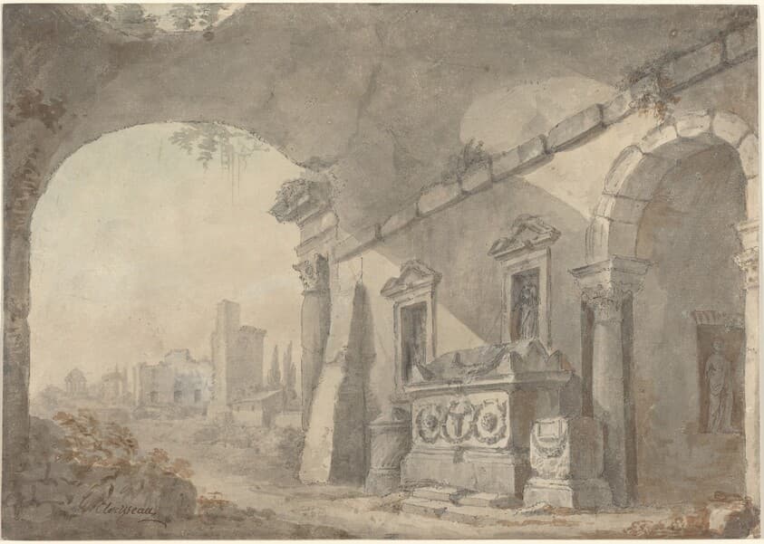 Roman Ruins with a Sepulchre — Charles Louis Clérisseau