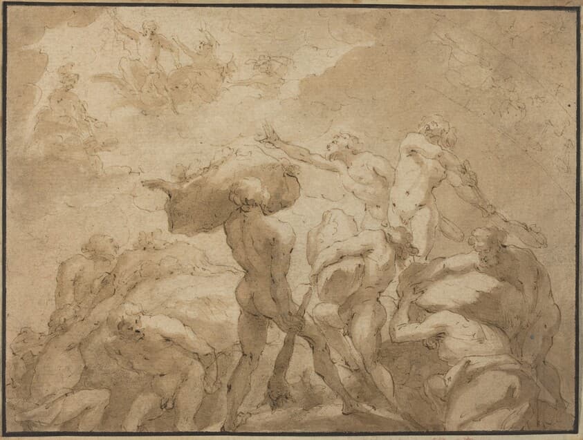 Battle of the Gods and Giants from Mount Olympus and Mount Othrys — Jan Luyken