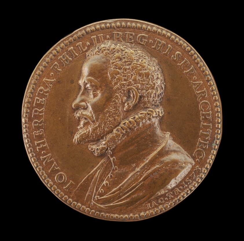 Juan de Herrera, c. 1530-1597, Architect of the Escorial [obverse] — Jacopo Nizzola da Trezzo