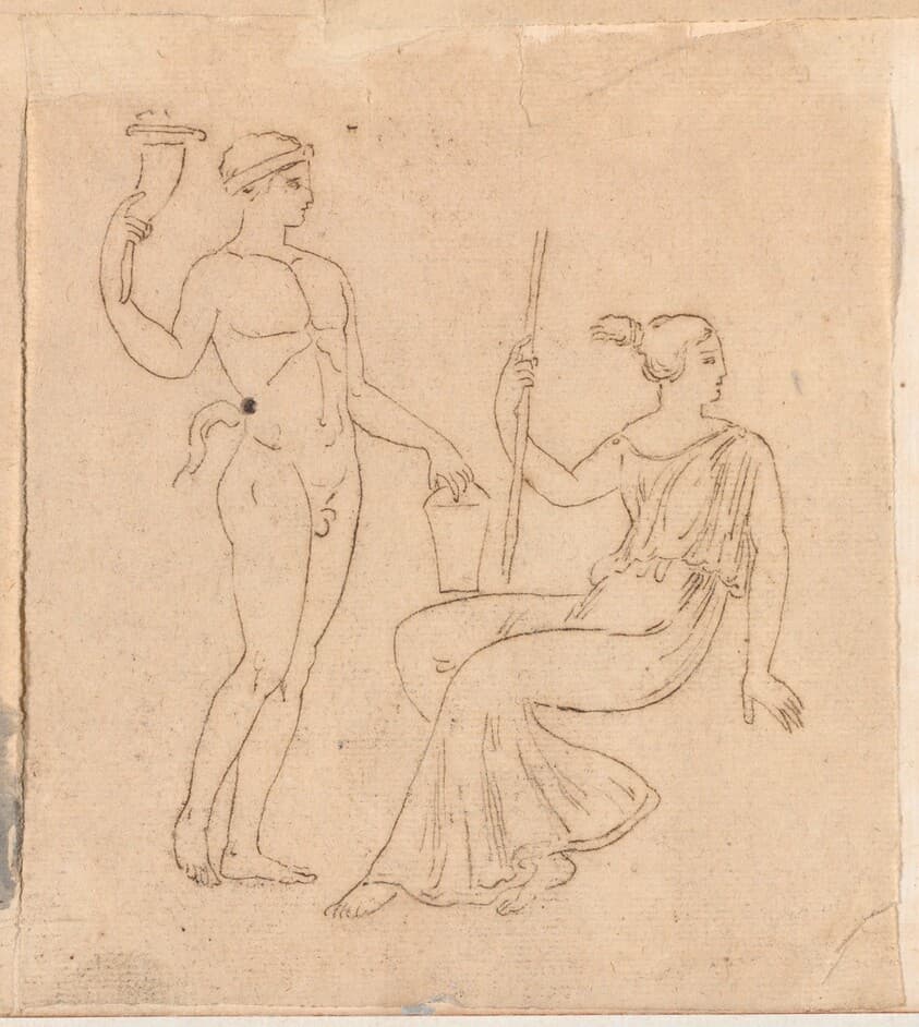 Man with a Cornucopia and Seated Woman — Jacques-Louis David