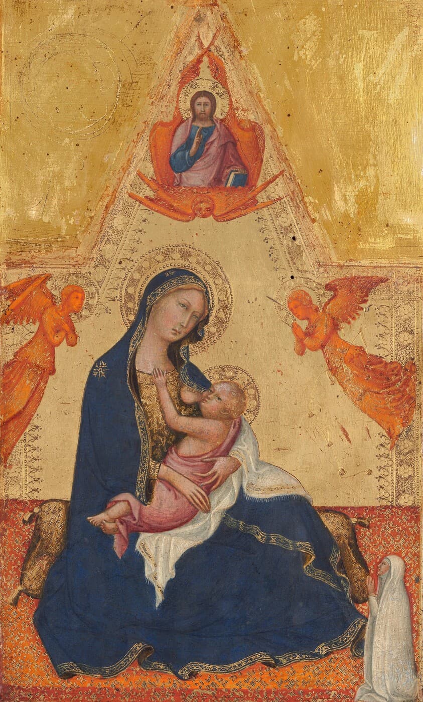 Madonna of Humility, The Blessing Christ, Two Angels, and a Donor [obverse] — Andrea di Bartolo