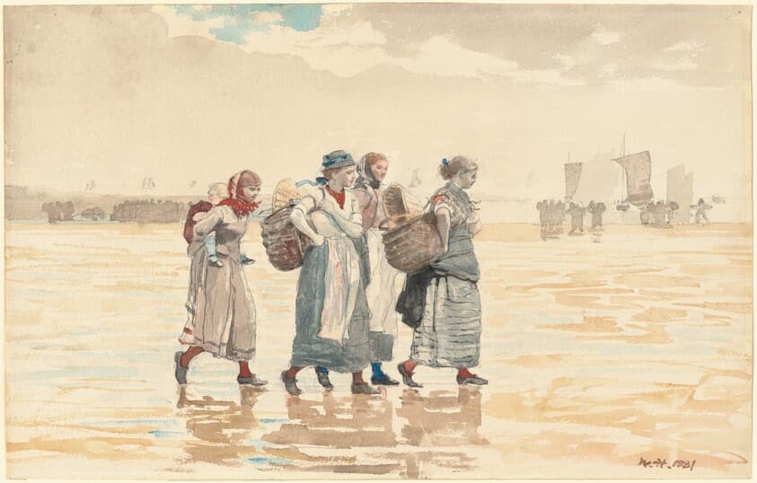 Four Fishwives on the Beach — Winslow Homer