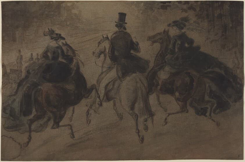 Cavalier and Two Ladies on Horseback — Constantin Guys
