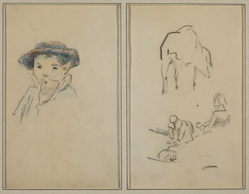 Little Breton Boy; A Pig and a Washerwoman [recto] — Paul Gauguin