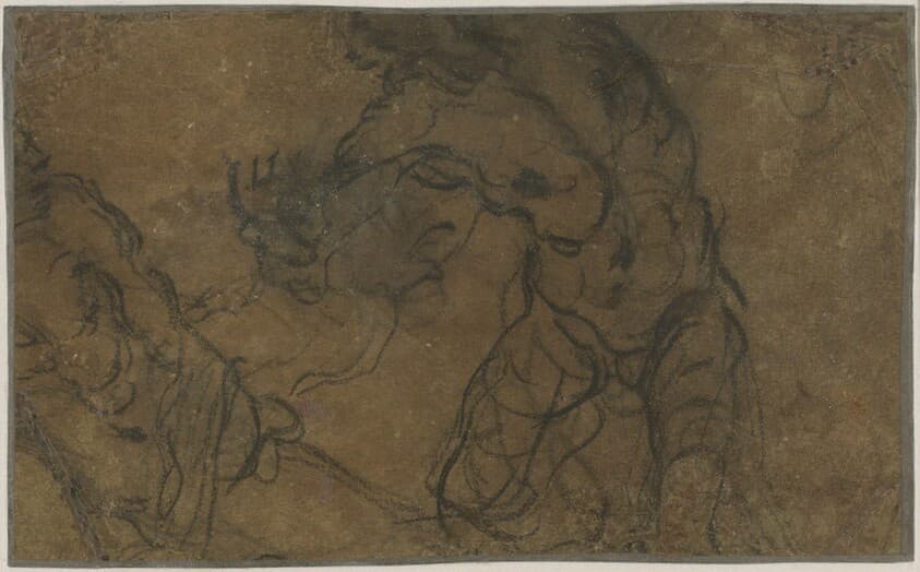 Two Male Figures in Motion (verso) — Domenico Tintoretto