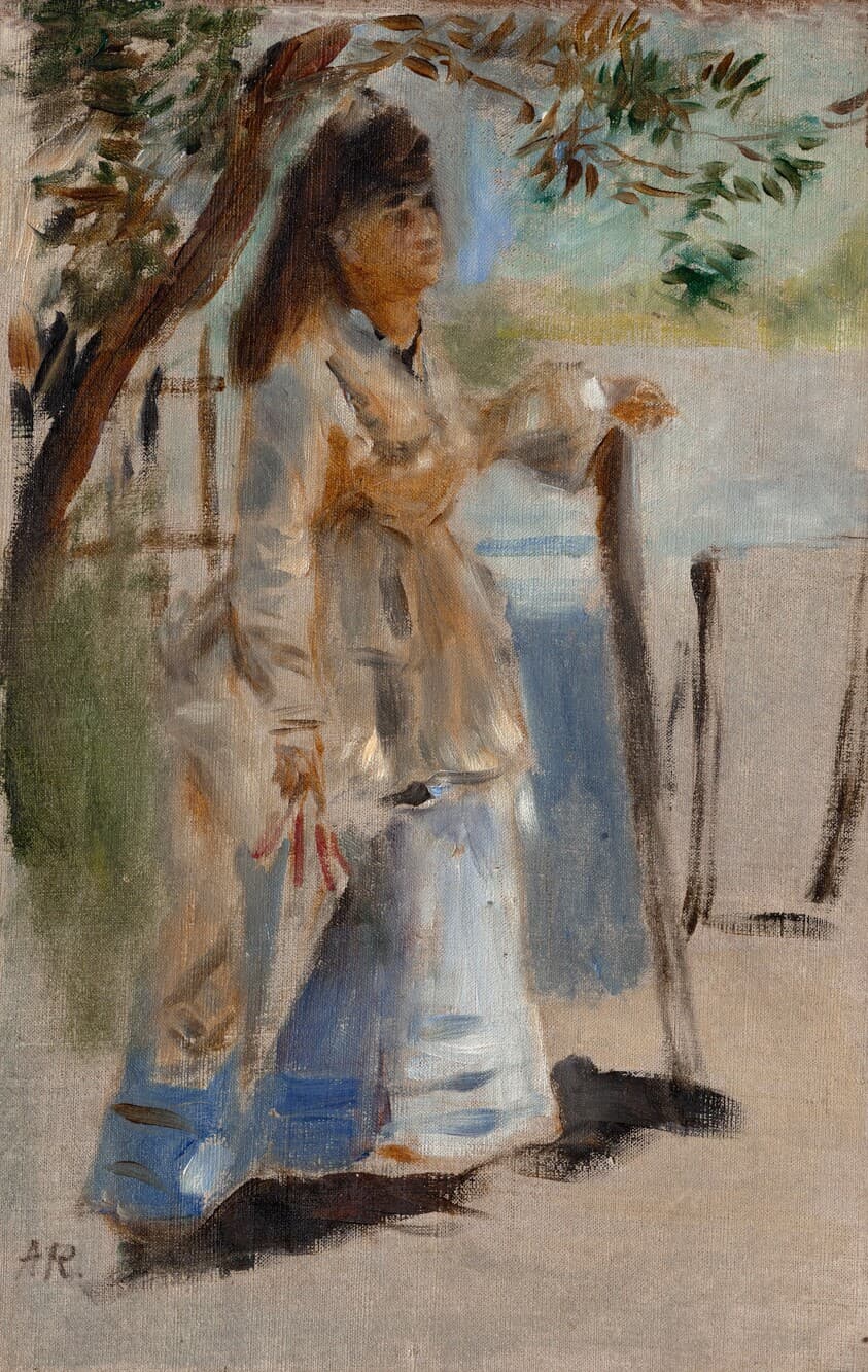 Woman by a Fence — Auguste Renoir
