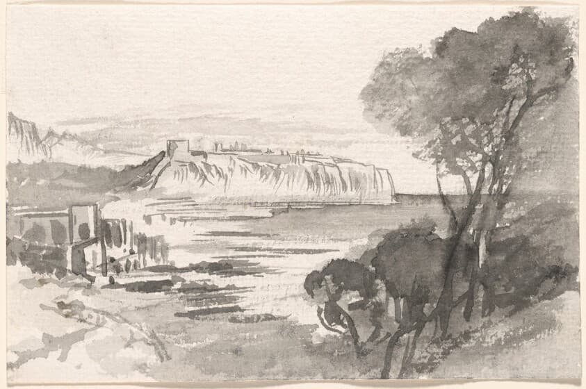 View across a Bay (Monaco) — Edward Lear