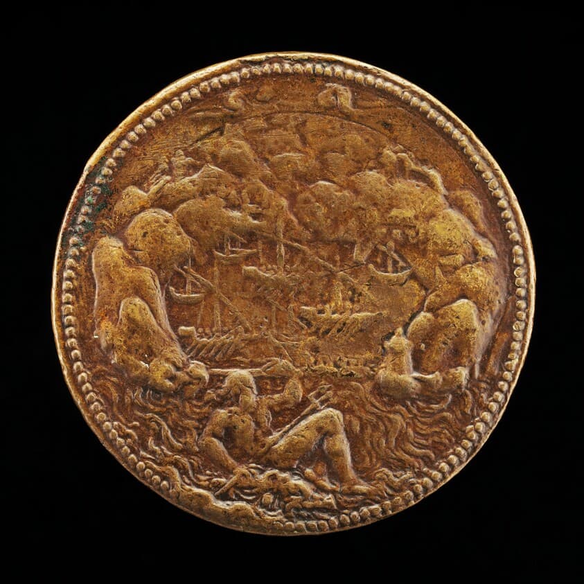 Neptune before a Harbor [reverse] — Pier Paolo Galeotti