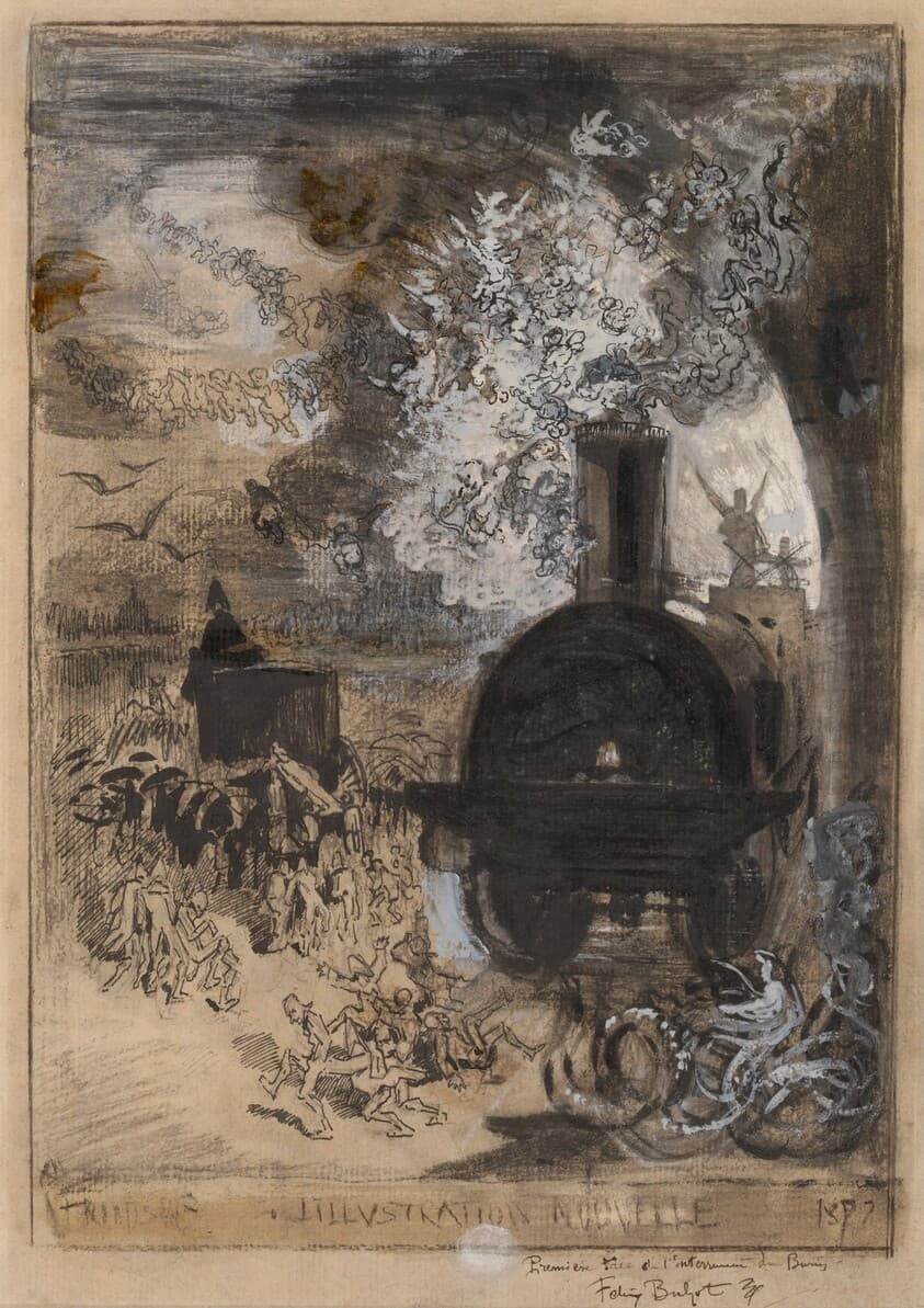 Frontispiece for L'Illustration Nouvelle: The Burial of the Burin — Félix-Hilaire Buhot