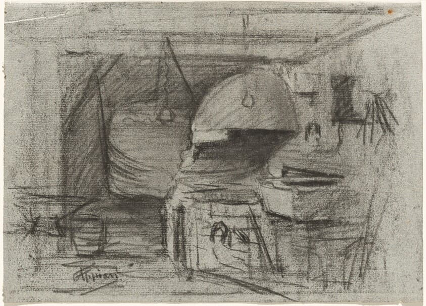 Interior of a Forge (recto) / Yard with a Pigsty (verso) — Adolphe Appian